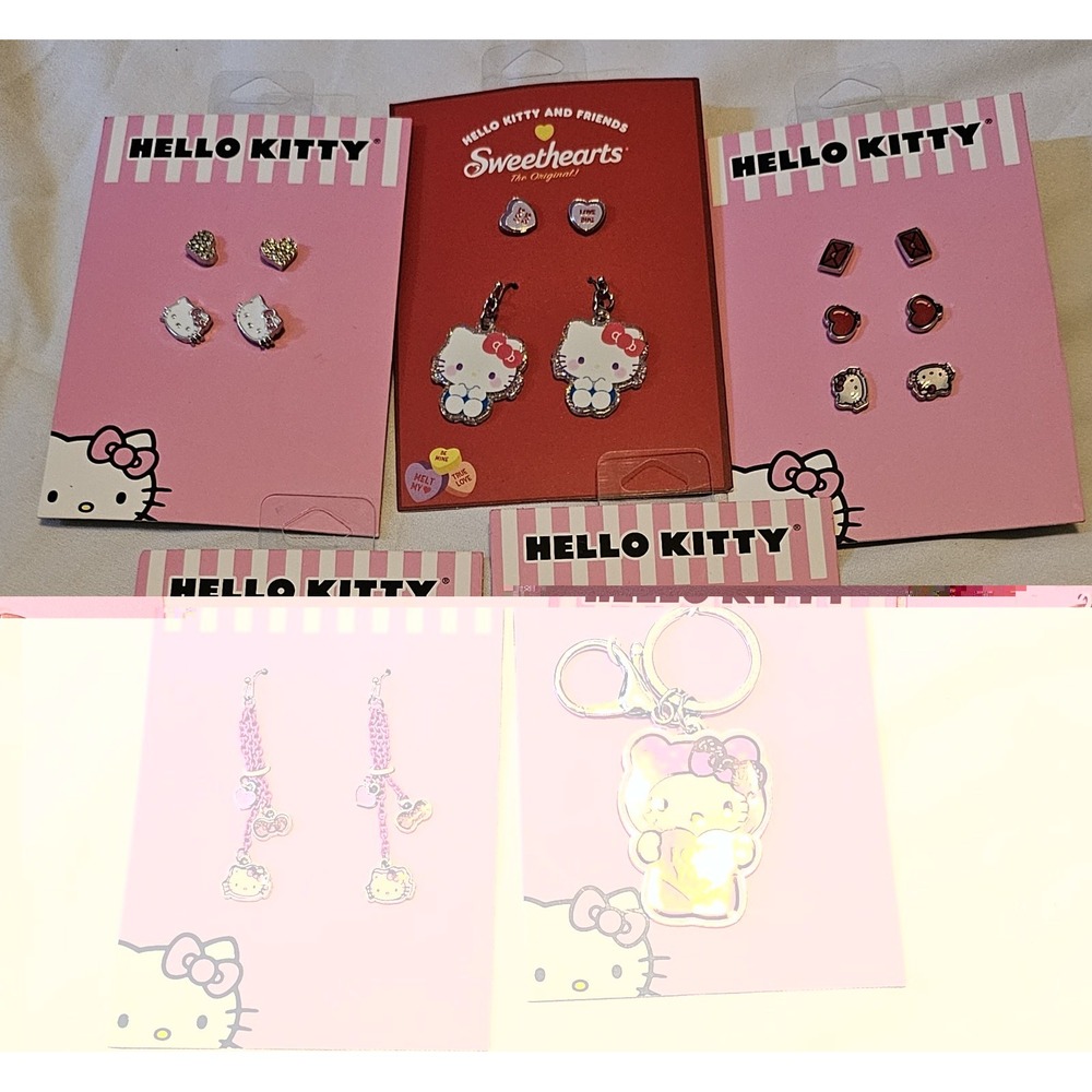Lot Of 5 Claries Kids Hello Kitty Earrings And Keychain